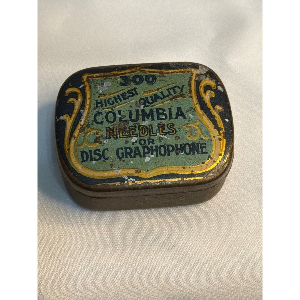 Antique 1900s Columbia Gramophone Needle Tin with Vintage Steel Needles